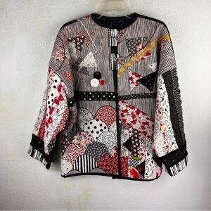 QUILTED JACKET Custom Made by Lauren Teubner. Lots of appliqué, trim, buttons